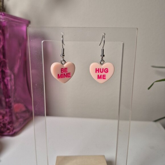 Valentines Day Be Mine / Hug Me Candy Heart Earrings - Picture 6 of 16